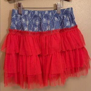 Matilda Jane Blue and Red Ruffled Mini Skirt